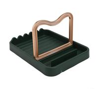 HEIBTENY Support pour couvercles de casseroles, organiseur d'ustensiles de cuisine multifonction avec tampon d'égouttement pour spatule, louche, couvercle de cuillère, gris (vert)