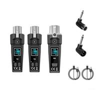 HEIBTENY Système de microphone sans fil UHF 2,4 G avec émetteur et récepteur XLR, plage dynamique de 110 dB, portée de 30 à 50 m pour micros dynamiques, guitares, instruments de basse et mixeur audio