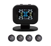 HEIBTENY Système de surveillance de la pression des pneus USB TPMS avec écran LCD 4 capteurs externes IP67 étanche de -20 °C à 80 °C pour voiture, camion, SUV, van
