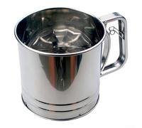 HEIBTENY Tamis à farine en acier inoxydable, tamis à double couche à 24 mailles avec poignée ergonomique, presse semi-automatique pour poudre à sucre, café, ustensile de cuisine résistant à la rouille