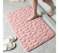 HEIBTENY Tapis de bain super absorbant en mousse à mémoire de forme antidérapant avec effet pavé en relief pour décoration d'intérieur (rose)