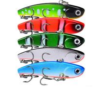 HEIBTENY VIB Lot de 5 leurres de pêche vibrants 6 cm 11 g avec bruit de rotin et hameçon triple 8# pour poissons d'eau douce et d'eau de mer
