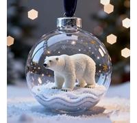 HEIBTENY Wildlife Wonders Collection 2026 Décorations de vacances 2D en plastique faites à la main avec finition cristal et décorations en forme d'étoile Blanc 190 cm pour Noël (ours)
