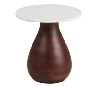 HEIDE - Table d'appoint plateau marbre blanc D40 Blanc