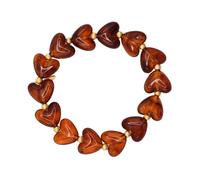 Heideman Ariadne Bracelet élastique pour femme avec perles en forme de cœur Aspect marbre Acier inoxydable Doré