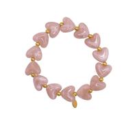 Heideman Ariadne Bracelet élastique pour femme avec perles en forme de cœur Aspect marbre Acier inoxydable Doré
