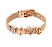 Heideman Bracelet Dames Maille d'acier Inoxydable Couleur Argent ou Or Rose Bracelet Poli avec Breloques Charme pour Femmes avec Pierre de zircone Blanc comme Bracelet hb2812_P