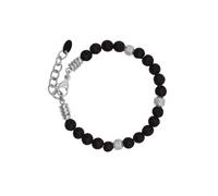 Heideman Silvan Bracelet pour homme en pierre de lave avec accents en acier inoxydable Argenté 16 + 5 cm