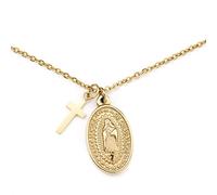 Heideman - Collier pour femme - En acier inoxydable de qualité supérieure - Couleur or, argent, or rose - Chaîne avec pendentif en forme de Vierge et croix - 45 cm de long avec chaînette d'extension