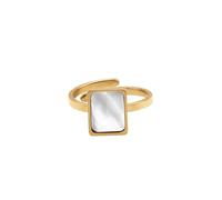 Heideman Lenya Bague ouverte réglable avec nacre rectangulaire en acier inoxydable pour femme, Acier inoxydable, Pas de pierre précieuse