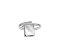 Heideman Lenya Bague ouverte réglable avec nacre rectangulaire en acier inoxydable pour femme, Acier inoxydable, Pas de pierre précieuse