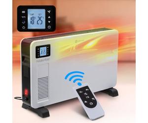 Heidenfeld Chauffage électrique à convection EK100 | Garantie de 3 ans - 2300 watts - Télécommande - Minuterie - Écran LCD - Radiateur - Appareil de chauffage - Chauffage électrique