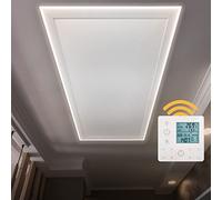 Heidenfeld chauffage infrarouge HF-HP500 avec éclairage | Cadre LED - panneau infrarouge plafond avec thermostat - marque allemande - télécommande (800 W réglable)