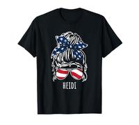 Heidi Chignon pour cheveux désordonnés avec lunettes de soleil ruban USA T-Shirt