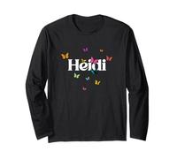 Heidi - Joli prénom de Fille avec des Papillons colorés Manche Longue