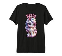 Heidi Motif Licorne Mignon pour Fille Nom Heidi T-Shirt Haut de Gamme