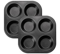 Heidouse 2pcs Air Fryer Muffin Pan, 4 Cavity Small Muffin Pan de Muffin, Mini-moules à Cupcakes en Acier en Carbone Facile à Nettoyer pour Le Four à Fryer à air, Moule à Cupcake moules