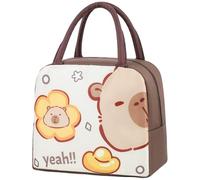 Heidouse Boîte à lunch Capybara Bagure de lunch isolée en aluminium mignon avec poignée renforcée Sac Capybara imperméable réutilisable pour les voyages scolaires de travail, 9x7, 5x5in