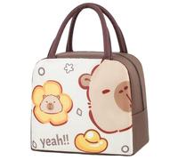 Heidouse Boîte à lunch Capybara Bagure de lunch isolée en aluminium mignon avec poignée renforcée Sac Capybara imperméable réutilisable pour les voyages scolaires de travail, 9x7, 5x5in