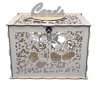 Heidouse Boîte de Carte de Mariage pour réception Boîte Carte enveloppe Bricolage en Bois Rustique avec Emplacement Verrouillage et Signe pour Les fêtes d'anniversaire l'anniversaire réception