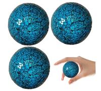 Heidouse Boules décoratives 3pcs 2, 4 Pouces de Couleur Bleue Balles en Verre de mosaïque Orbes décoratifs Uniques et créatifs pour Bols pièce maîtresse, vases et Plus