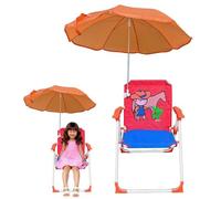 Heidouse Chaise de Plage pour Enfants avec Parapluie, Chaise extérieure Pliable et détachable avec Une verrière et Un Motif de Dessin animé Portable pour la Cour Jardin Parc Piscine Plage, Un Cow-