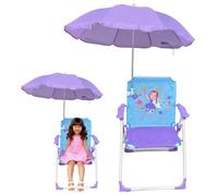 Heidouse Chaise de Plage pour Enfants avec Parapluie, Chaise extérieure Pliable et détachable avec Une verrière et Un Motif de Dessin animé Portable pour la Cour Jardin Parc Piscine Plage, Une fée
