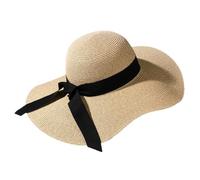 Heidouse Chapeau de Paille pour Femmes Larges Bordure UV Protection Chapeau de Seau Paille avec Un Bouchon Ruban Noire Respirant la Sueur absorbante Pliable Capuchon soleils pour l'été, la Plage