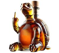 Heidouse Dégantre à Whisky, carcane à vin de 350 ML de Tortue montrant Son Majeur, 5.1x5.1x7.1 Flash de Whisky en Verre Transparent avec Bouchon pour Cadeaux