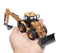 Heidouse Jouet de rétrocaveuse, 1/50 Metal Die-Cast Backhoe Front Loader Bulldozer Jouet avec Bras rotatifs à 360 °, Décoration du modèle de véhicule Construction pour garçons, Play Figure Véhicules