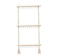 Heidouse Organisateur de bijoux suspendu, support de collier à 3 niveaux avec 30 crochets, porte-bijoux murale avec gland pour les boucles d'oreilles de bracelet colliers