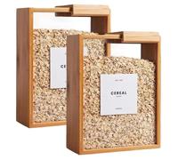 Heidouse Rangement de conteneurs de céréales 2PCS, 9.1x6.8x3,2 Pouces de Riz en Bambou avec couvercles Amovibles, conteneurs de Stockage de Farine Transparente pour kicthen, céréales