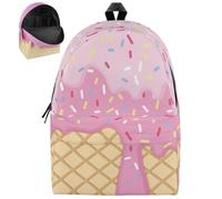 Heidouse Sac à dos à la crème glacée, sac dos pour enfants léger imperméable, sacs d'école mignons pour filles, moyen