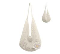 Heidouse Sac de plage Soft grand sac à bandoulière tissé en coton avec décoration de fleurs Crochet paille Crochet Paille pour voyages vacances
