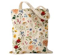 Heidouse Sac fourre-tout à fleurs pour femmes, fourre-tout pour toile 13 x 15 pouces, sacs à provisions d'épicerie réutilisables avec des poignées pour le travail de la plage de vacances, les bacs