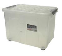 Heidrun Lot de 3 boîtes à clips avec fermetures et roulettes - 75 l - 60 x 40 x 40 cm - Transparent