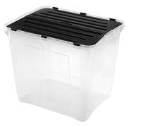 Heidrun Lot de 3 boîtes Dragon Box de 42 l - Avec couvercle divisé - 49 x 36 x 24 cm - Transparent/noir