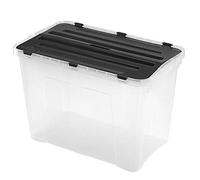 Heidrun Lot de 6 boîtes Dragon Box de 60 l - Avec couvercle divisé - 60 x 40 x 36 cm - Boîte transparent/noire