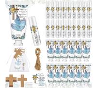 Heigble Lot de 144 baumes à lèvres chrétiens pour les mains, comprenant 36 baumes à lèvres avec versets de la Bible, 36 crèmes hydratantes pour les mains en croix biblique, 36 sacs, 36 cartes et