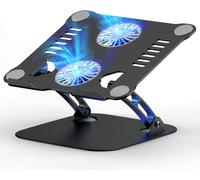 Height Adjustable Laptop Stand with RGB Fan, Foldable Aluminum Alloy Stand, Ventilated Laptop Stand, Ergonomic Stand Compatible with All