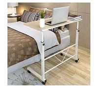 Height-Adjustable Mobile Standing Desk Suitable for Bedroom Living Room Bed Care (Color : White Maple Color)