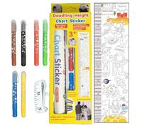 Height Chart, Growth Measuring Sticker, Doodling Wall Sticker, Decorative Nursery Grow Chart, Fun Kids Bedroom Accessory, for Playroom, Classroom, Nurserys, 175 x 24,7 cm Multicolore