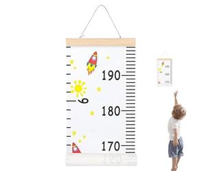 Height Chart Kids, Decorative Growth Tracker, Wood, Canvas Removable Reusable Design, with Lanyard, for Home Decor, Interior Playroom, Parenting Tool, Baby Room Wall Art