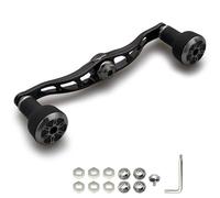 HEIGHTEN Poignée de moulinet de pêche 105 mm/120 mm avec bouton TPE de 24 mm pour Shimano Daiwa Abu Garcia Penn Kastking Lew's Baitcasting Reel Power Crank Accessoire (noir et argent, 120 mm) (1164)