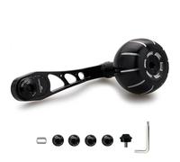 HEIGHTEN Poignée de moulinet de pêche 65 mm/75 mm avec bouton de 38 mm pour Shimano Daiwa Abu Garci Penn Kastking Lew's Baitcasting Reel Power Crank Accessoire (noir et argent) (1188)