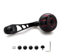 HEIGHTEN Poignée de moulinet de pêche 65 mm/75 mm avec bouton de 38 mm pour Shimano Daiwa Abu Garci Penn Kastking Lew's Baitcasting Reel Power Crank Accessoire (noir et rouge) (1189)
