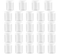 HEIHAK 24 Pcs Bocaux en Plastique, 250 ml Pot en Plastique Vide avec Blanc Couvercle, Transparent Rond Slime Bocal de Stockage pour La Maison, Cuisine, Échantillon, Épice, Lotion