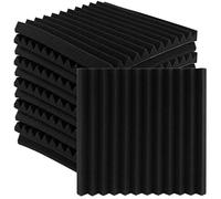 HEIHAK Lot de 12 panneaux d'isolation acoustique autocollants en mousse triangulaire pour maison, bureau, studios d'enregistrement et bars, 30,5 x 30,5 x 5,1 cm, noir