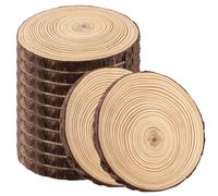 HEIHAK Lot de 12 tranches de bois naturel sans trou de 17 à 18 cm, cercles en bois brut pour arts, artisanat, bricolage, dessous de verre, décorations, décorations de Noël