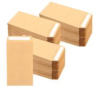 HEIHAK Lot de 200 petites enveloppes autocollantes en papier kraft pour graines, pièces de monnaie et petits articles Marron 6 x 10 cm